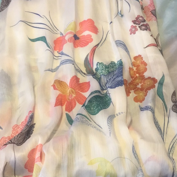 OFF WHITE WATERCOLOR FLORAL WRAP MIDI DRESS - Picture 4 of 8